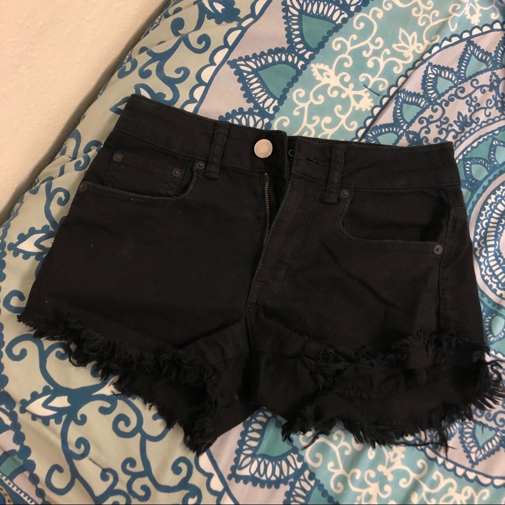 American Eagle black hi-rise festival shorts